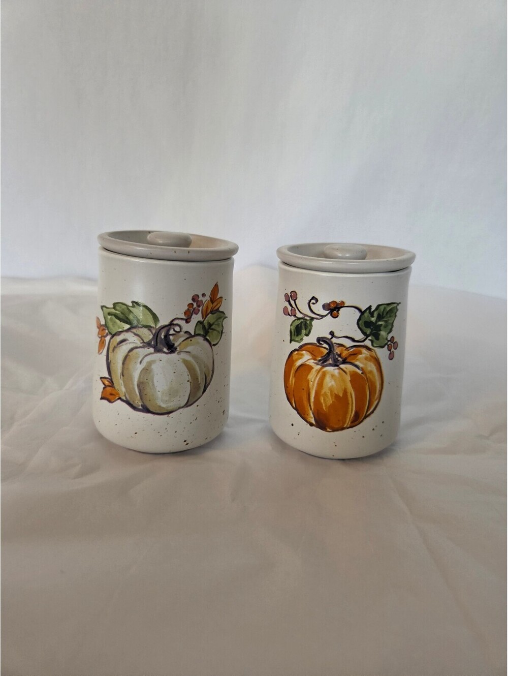 Happy Harvest Fall Ceramic Pumpkin Mini Canister Set with Lids